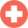 Medical cross icon introducing the contact section for InHouse Physicians.